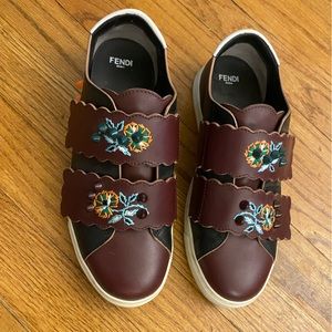 Fendi Embroidered Grip-Strap Sneaker - size 6.5